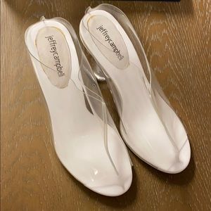 Jeffrey Campbell chunky clear mules Size 8